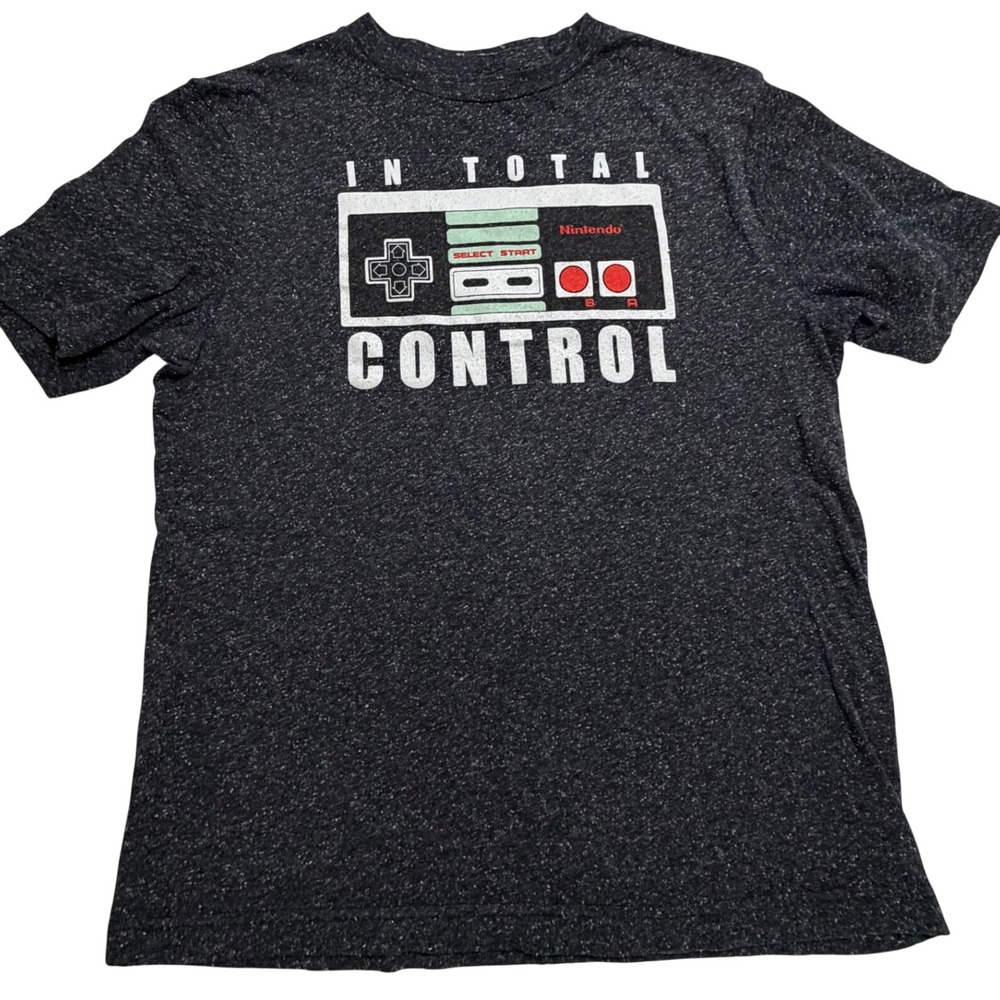 Nintendo Boys NES Controller Graphic T-Shirt Charcoal Heather Grey Large L